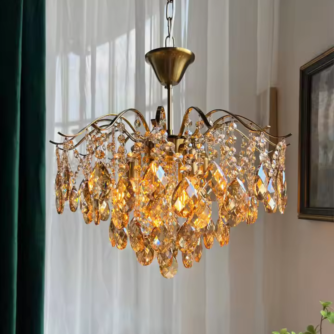 Crystal LED Hanging Ceiling Pendant Chandelier Light for Living Room