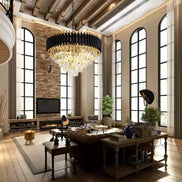 5 Tier Round Crystal Ceiling Chandelier Light for Living Room Bedroom