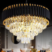 5 Tier Round Crystal Ceiling Chandelier Light for Living Room Bedroom