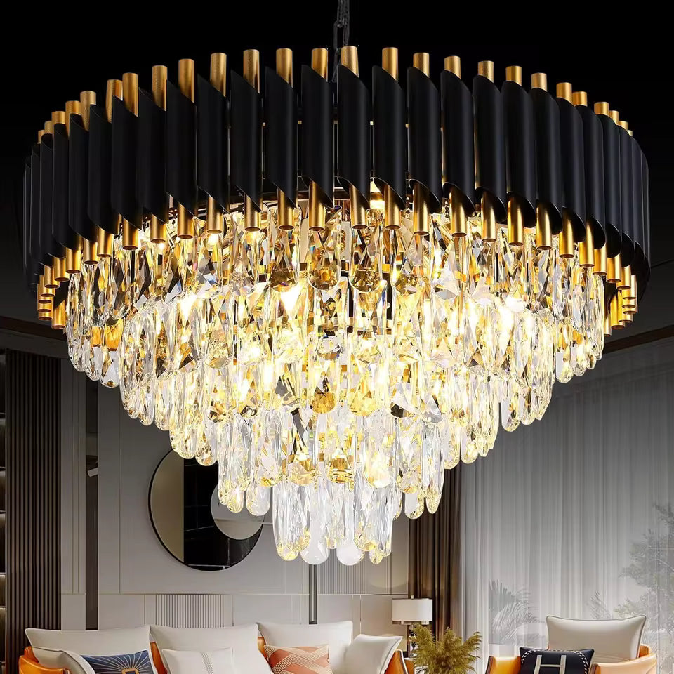 5 Tier Round Crystal Ceiling Chandelier Light for Living Room Bedroom