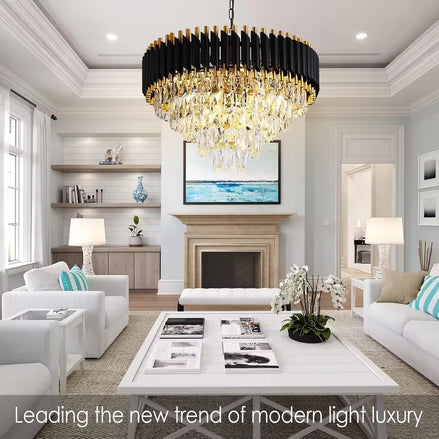 5 Tier Round Crystal Ceiling Chandelier Light for Living Room Bedroom