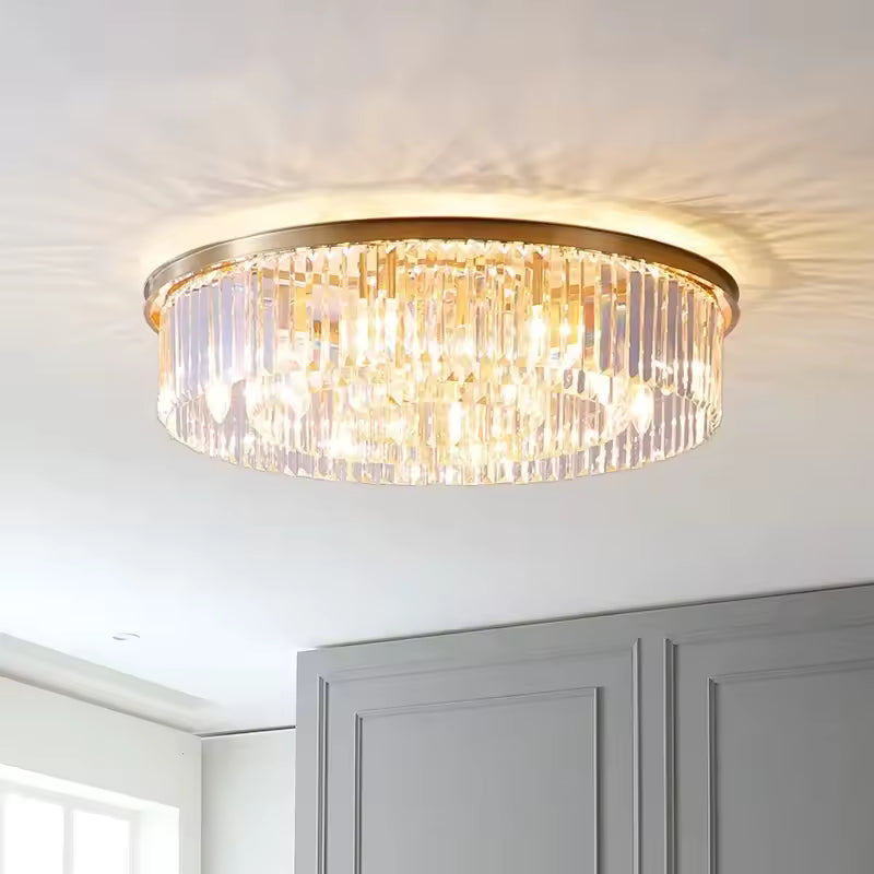 Drum Shape Crystal LED Hanging Ceiling Chandelier Light for Living Room