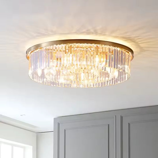 Drum Shape Crystal LED Hanging Ceiling Chandelier Light for Living Room
