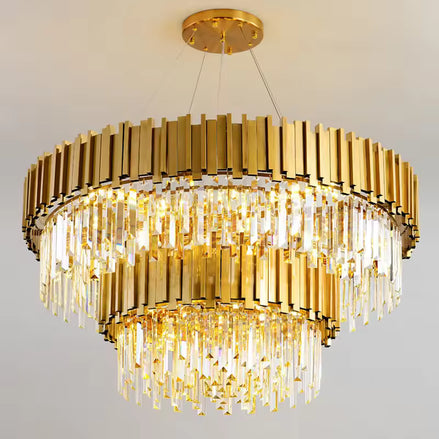 Tiered Crystal LED Hanging Ceiling Chandelier Light for Living Room