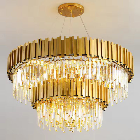 Tiered Crystal LED Hanging Ceiling Chandelier Light for Living Room