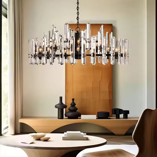 Minimalist Circular Crystal LED Hanging Ceiling Chandelier Light for Dining Room