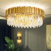 Tiered Crystal LED Hanging Ceiling Chandelier Light for Living Room
