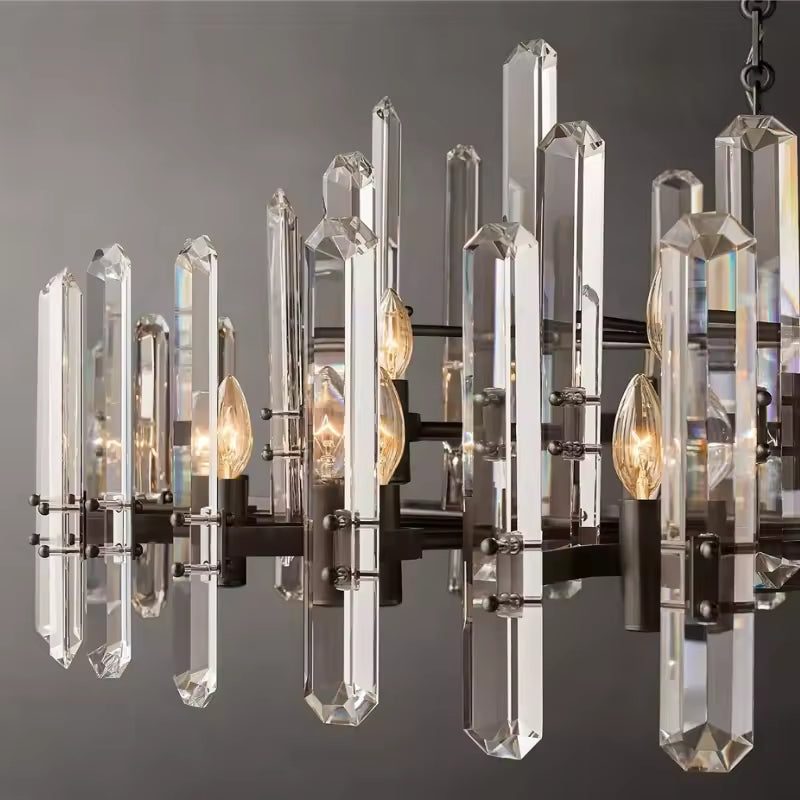 Minimalist Circular Crystal LED Hanging Ceiling Chandelier Light for Dining Room