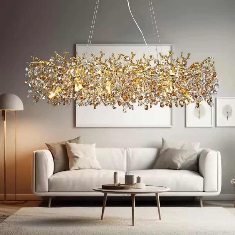 Crystal LED Hanging Ceiling Chandelier Light for Dining Living Bedroom