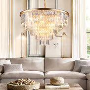 Inverted Tier Crystal LED Hanging Ceiling Chandelier Light for Living Room