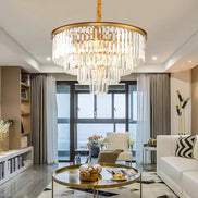 Inverted Tier Crystal LED Hanging Ceiling Chandelier Light for Living Room