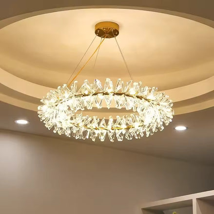 Ring Crystal LED Hanging Ceiling Chandelier Light for Living Room