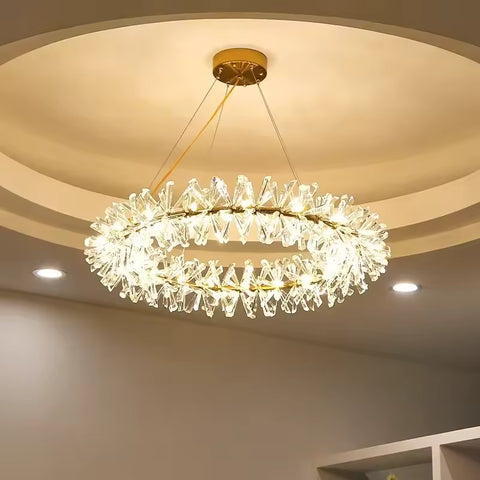 Ring Crystal LED Hanging Ceiling Chandelier Light for Living Room