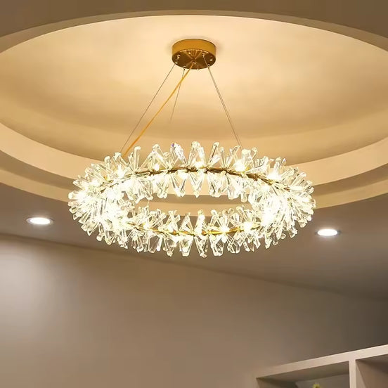 Ring Crystal LED Hanging Ceiling Chandelier Light for Living Room