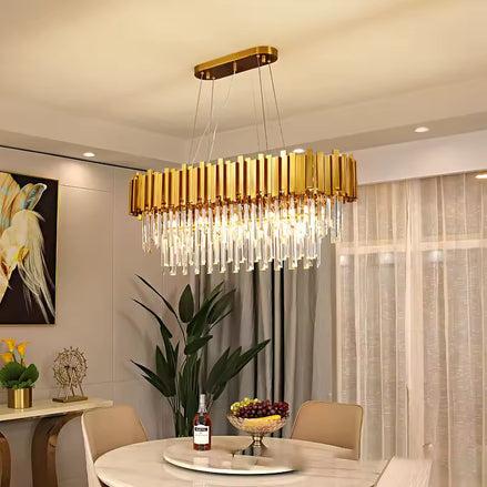 Tiered Crystal LED Hanging Ceiling Chandelier Light for Living Room