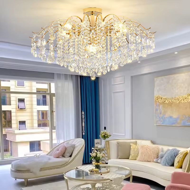 Modern Crystal LED Ceiling Chandelier Light for Living Room Bedroom