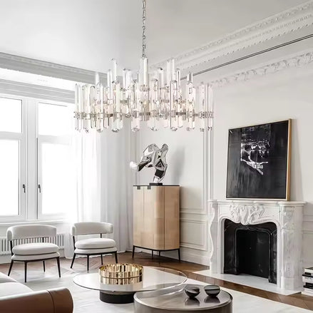 Minimalist Circular Crystal LED Hanging Ceiling Chandelier Light for Dining Room