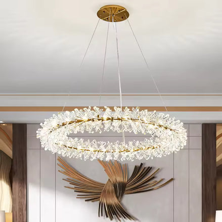 Ring Crystal LED Hanging Ceiling Chandelier Light for Living Room