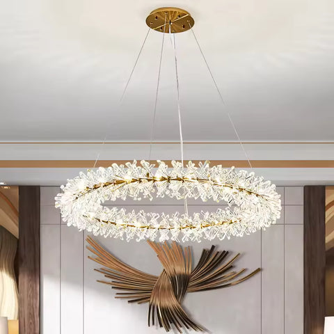 Ring Crystal LED Hanging Ceiling Chandelier Light for Living Room